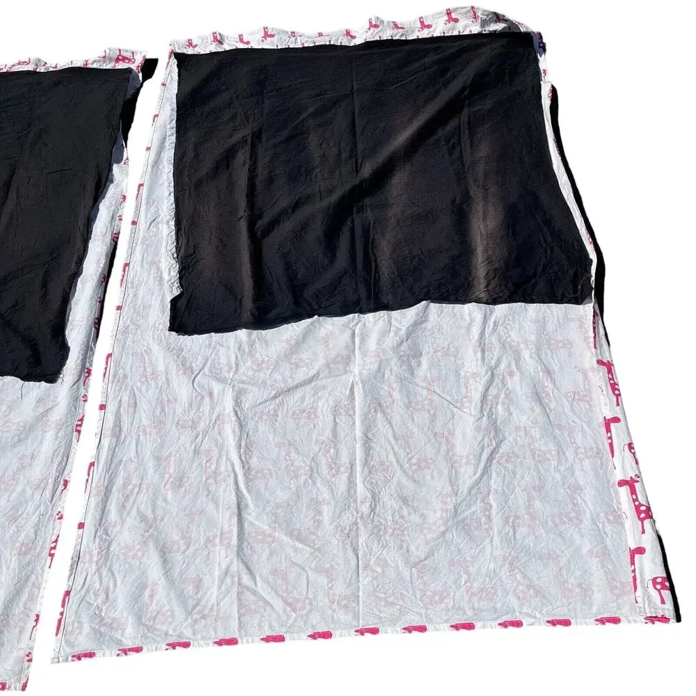 Set of 2 Whimsical Giraffe Curtains 76x50 Pink on White Custom Window Panels